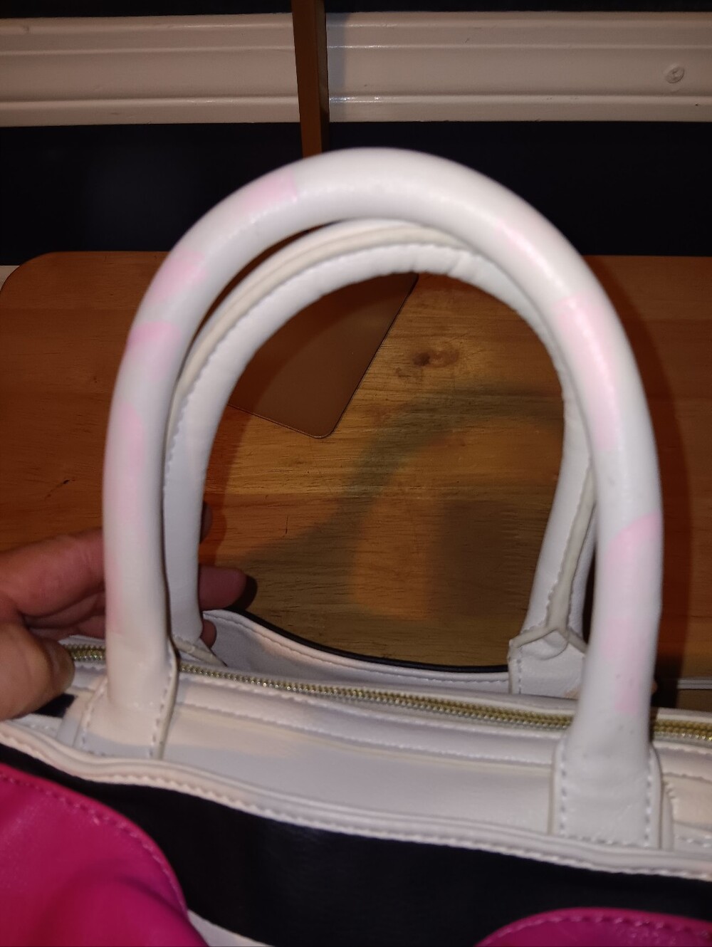 Betsey Johnson Striped Pink Bow Shoulder Bag - Picture 4 of 5
